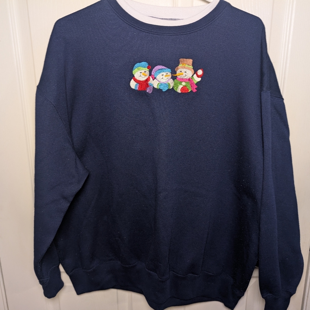 Vintage Embroidered Bobbie Brooks Snowmen Sweatshirt Size 2X Woman